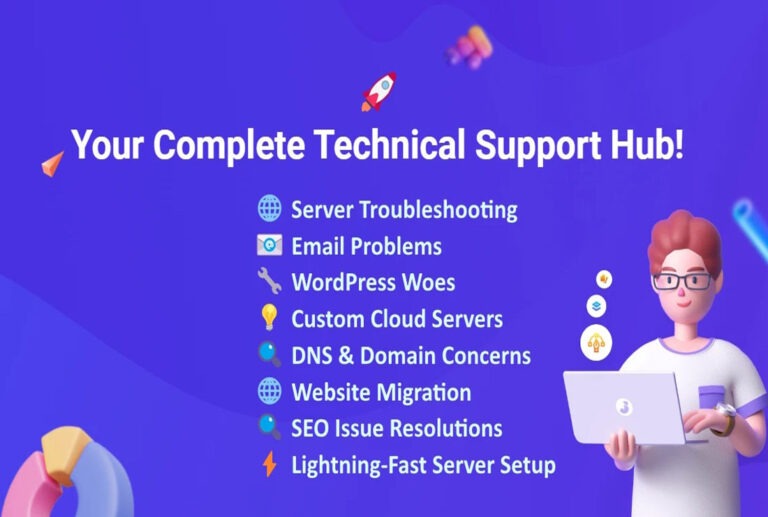 Fix technical issues for wordpress website, server, emails, dns, domain, web hosting, SEO